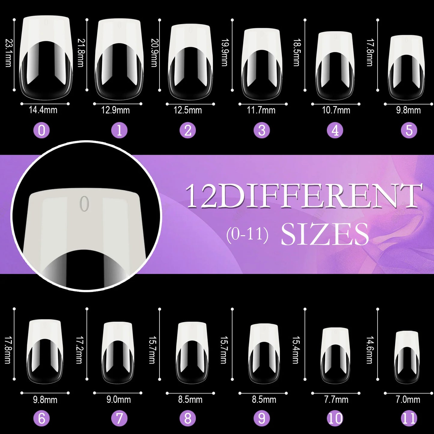 Acrylic French False Nails Medium Length Square Armor Full Cover Nail Tips