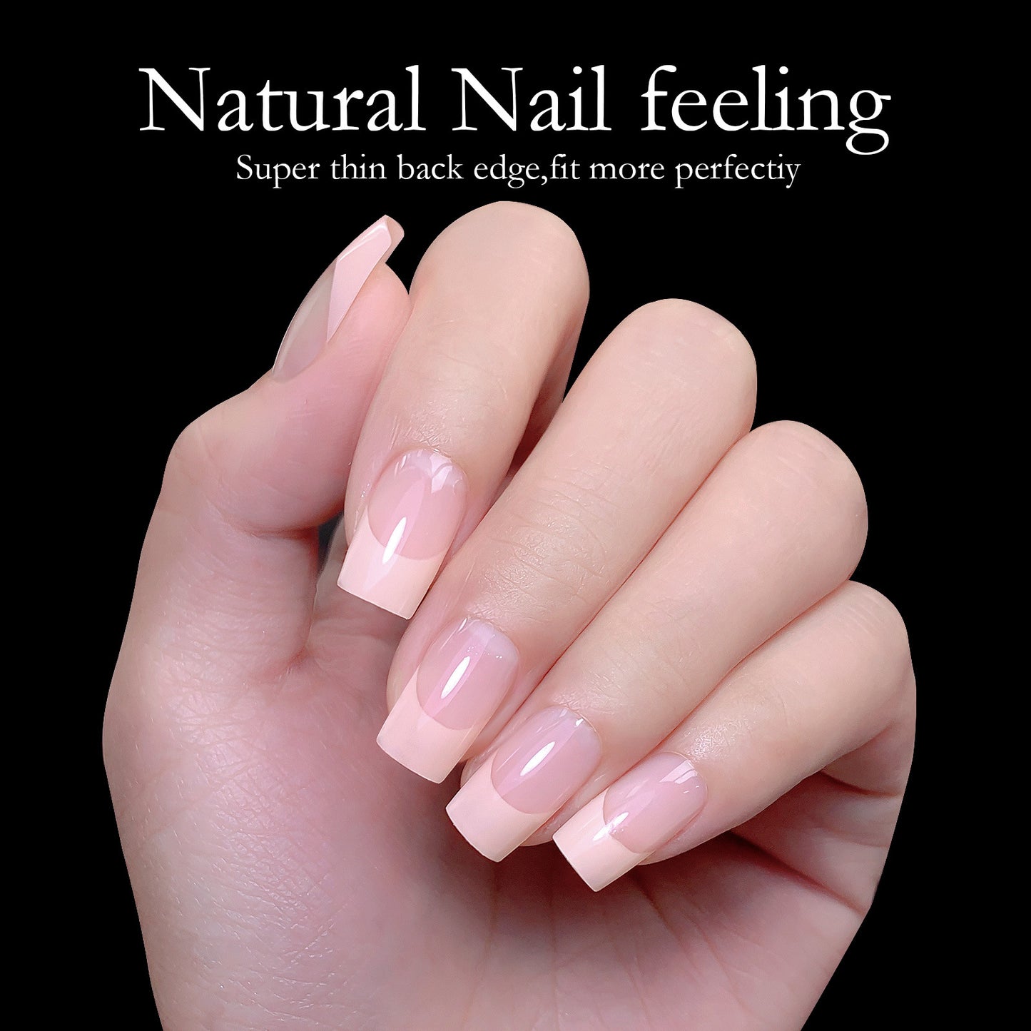 Acrylic French False Nails Medium Length Square Armor Full Cover Nail Tips